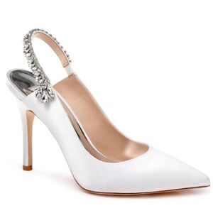 badgley mischka white paxton pointy toe slingback pump